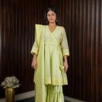 SEA GREEN ANGRAKHA  GARARA SUIT