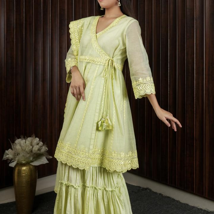 SEA GREEN ANGRAKHA  GARARA SUIT