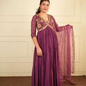 MAJESTIC PLUM ANARKALI SET