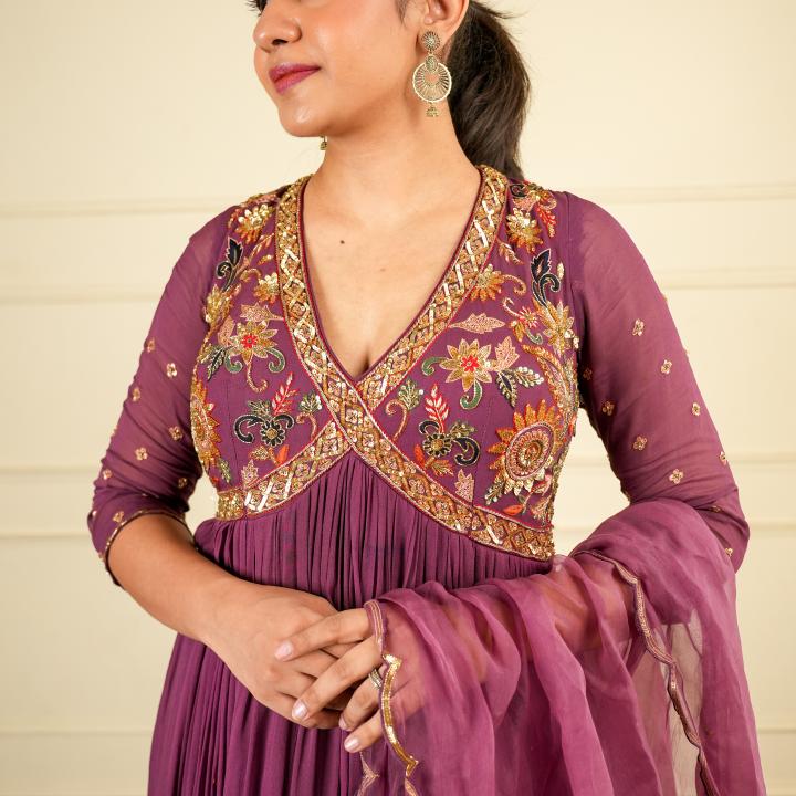 MAJESTIC PLUM ANARKALI SET