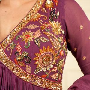 MAJESTIC PLUM ANARKALI SET