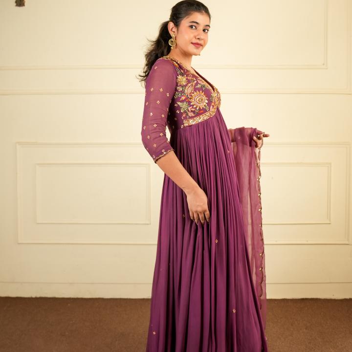 MAJESTIC PLUM ANARKALI SET