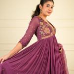 MAJESTIC PLUM ANARKALI SET