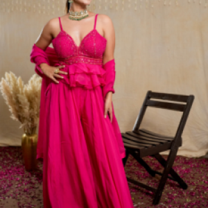 Hot hibiscus short top with sharara
