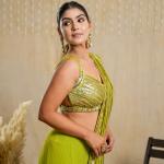 SONGBIRD GREEN DRAPE SAREE