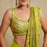 SONGBIRD GREEN DRAPE SAREE
