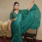 OBSIDIAN GREEN DRAPE SAREE