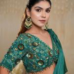 OBSIDIAN GREEN DRAPE SAREE