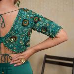OBSIDIAN GREEN DRAPE SAREE