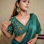 OBSIDIAN GREEN DRAPE SAREE