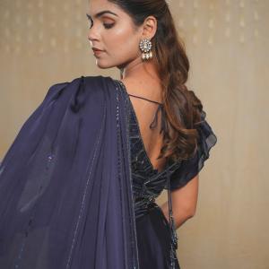 MOONLIGHT NAVY BLUE DRAPE SAREE