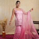 Blossom Pink Sleeveless Gharara Set