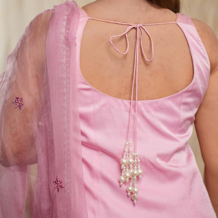 Blossom Pink Sleeveless Gharara Set