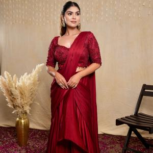 Ruby Twilight Mehroon Saree
