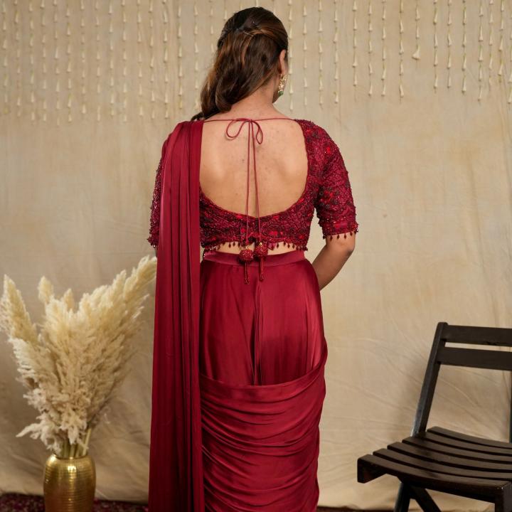 Ruby Twilight Mehroon Saree