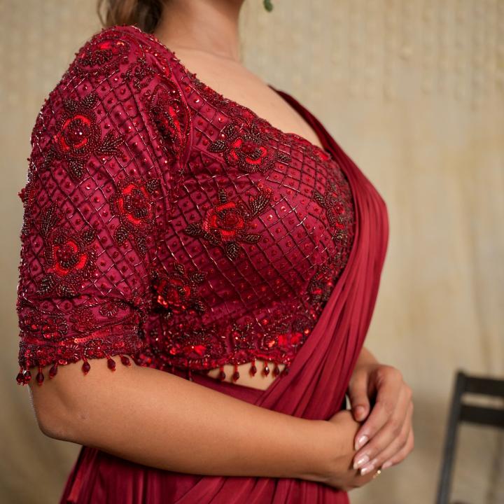 Ruby Twilight Mehroon Saree