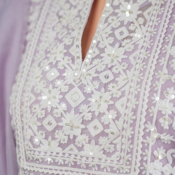 Lilac Lace A-Line Kurti