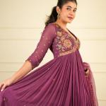 Majestic Plum Anarkali Set