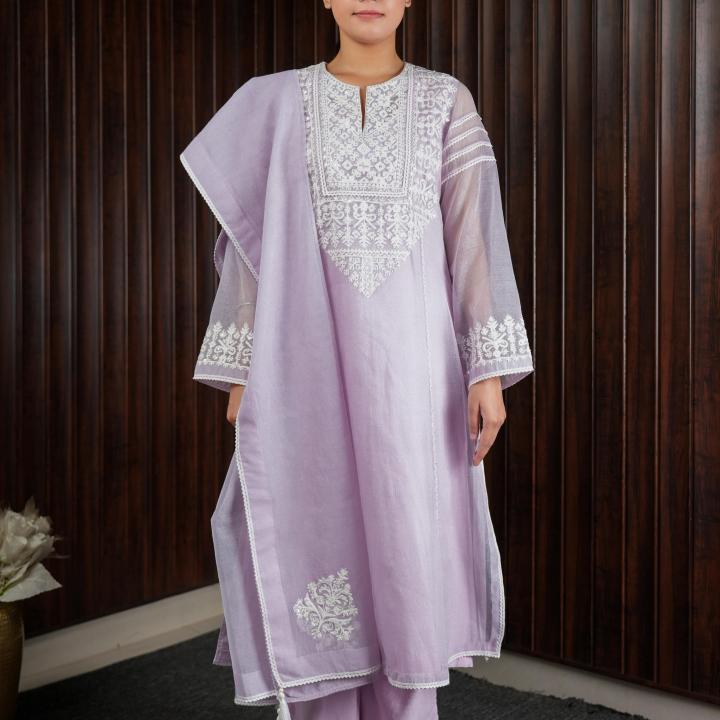 Lilac Lace A-Line Kurti
